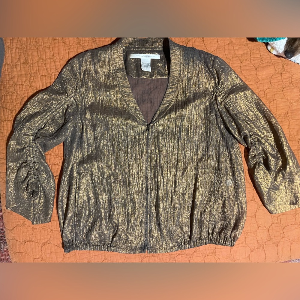 Diane Von Furstenberg Metallic Copper Blouse / Jacket - medium